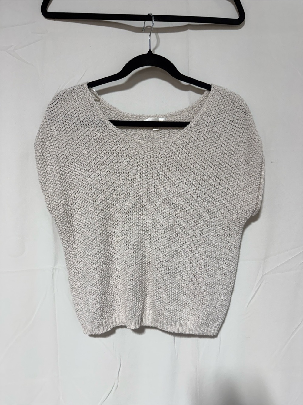 moon & madison Cream Textured Short-Sleeve Knit Sweater